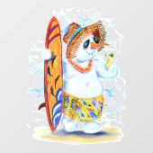 Zomer Sneeuwman Surfer Grappig Venster Cling Raamsticker (Vel)