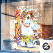 Zomer Sneeuwman Surfer Grappig Venster Cling Raamsticker (Cafe Raam)