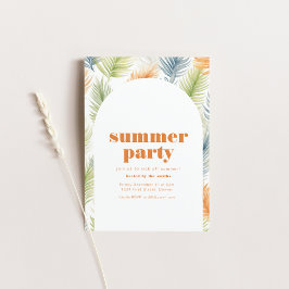 Zomer Soiree Feestuitnodiging met Tropisch Plant Kaart