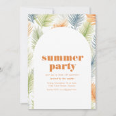 Zomer Soiree Feestuitnodiging met Tropisch Plant Kaart (Voorkant)