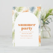 Zomer Soiree Feestuitnodiging met Tropisch Plant Kaart (Staand voorkant)