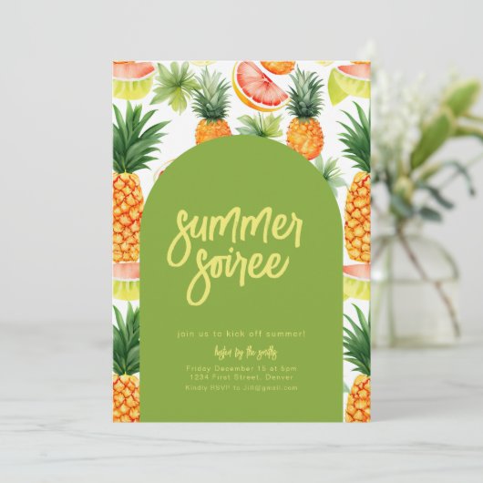 Zomer Soiree Party uitnodiging (Staand voorkant)