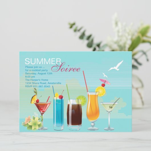 Zomer Soiree uitnodiging (Staand voorkant)