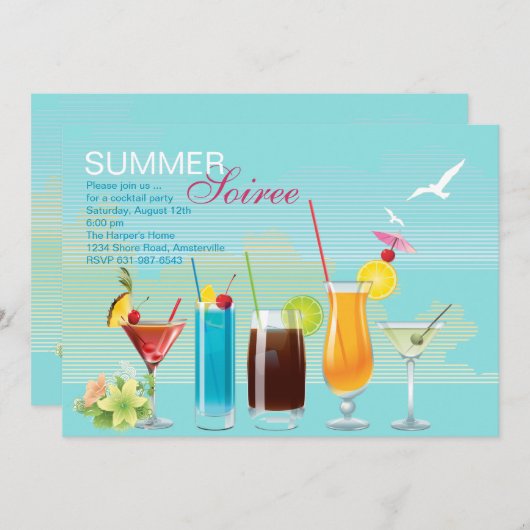 Zomer Soiree uitnodiging (Voorkant / Achterkant)