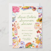 Zomer Soiree Uitnodiging Handgetekend Eten Drank T (Voorkant)