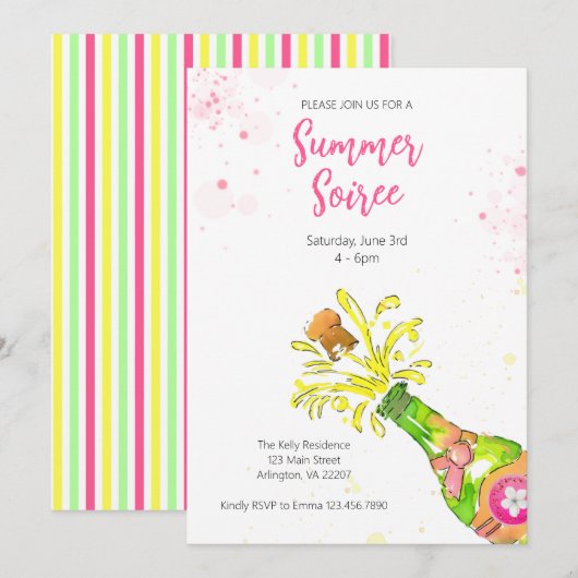 Zomer Soirée Uitnodiging – Zomer Cocktail Party (Voorkant / Achterkant)