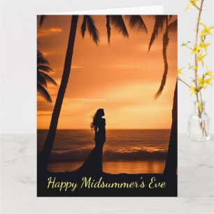 Zomer Solstice Midsummers Eve met Silhouet Kaart