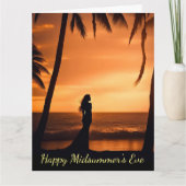 Zomer Solstice Midsummers Eve met Silhouet Kaart (Voorkant)