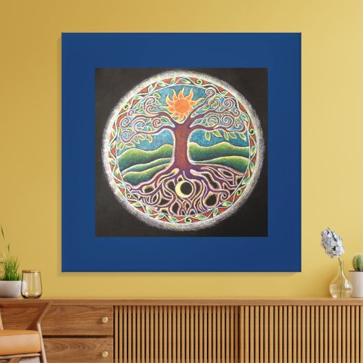 Zomer Solstice Tree of Life Mandala Canvas Prin (Insitu (Woonkamer))