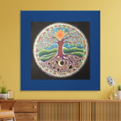 Zomer Solstice Tree of Life Mandala Canvas Prin (Insitu (Woonkamer))