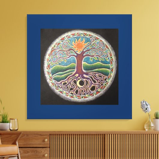 Zomer Solstice Tree of Life Mandala Canvas Prin (Insitu (Woonkamer))