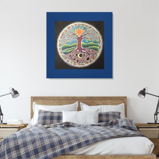 Zomer Solstice Tree of Life Mandala Canvas Prin (Insitu (Slaapkamer))
