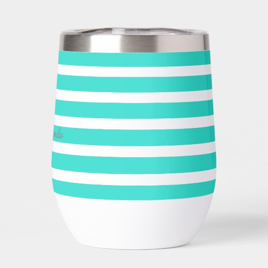 Zomer Splash Aqua Bold Stripes Aangepaste Naam (Achterkant)