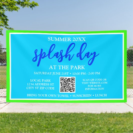 Zomer Splash Day in het park | Buitenevenement 6x1 Spandoek (Buitenkant)