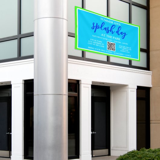 Zomer Splash Day in het park | Buitenevenement 6x1 Spandoek (Buitenkant Gebouw)