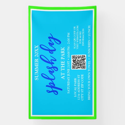 Zomer Splash Day in het park | Buitenevenement 6x1 Spandoek (Verticaal)