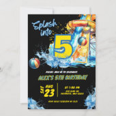 Zomer Splash In Vijf Pool Party Uitnodiging (Voorkant)