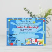 Zomer Splash Pool Party Verjaardag Uitnodigingen (Staand voorkant)