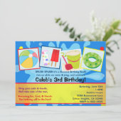 Zomer Splash Pool Party Verjaardag Uitnodigingen (Staand voorkant)