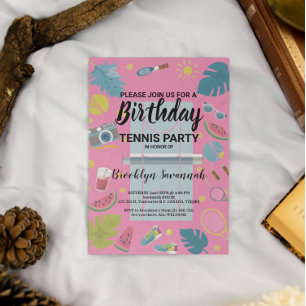 Zomer Splash Verjaardags Tennisfeest Briefkaart