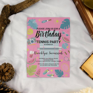 Zomer Splash Verjaardags Tennisfeest Briefkaart