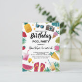Zomer Splash Verjaardags Zwembad Feest Extravaganz Briefkaart (Staand voorkant)