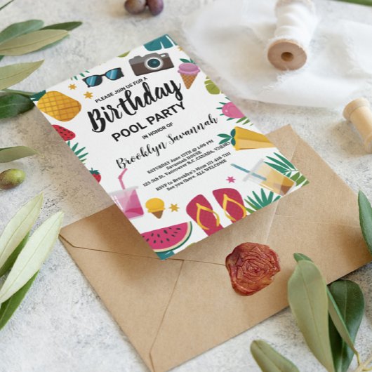 Zomer Splash Verjaardags Zwembad Feest Extravaganz Briefkaart