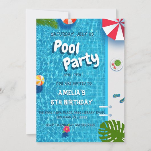 Zomer Splash Waterpool Feest Verjaardag Kaart (Voorkant)