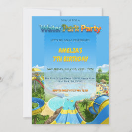 Zomer Splash Zwembad Glijbaan Waterpark Verjaardag Kaart