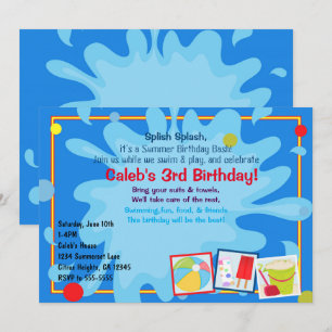 Zomer Splash Zwembadfeest Verjaardagsuitnodigingen Kaart