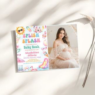Zomer Splish Splash Baby Shower Feest Foto Kaart