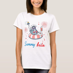 Zomer Statue of Liberty Floatie Vier Juli T-shirt