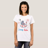 Zomer Statue of Liberty Floatie Vier Juli T-shirt (Voorkant volledig)