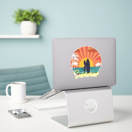 zomer sticker (Laptop op bureau)