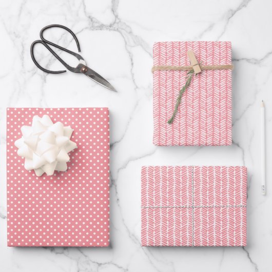 Zomer Stof Roze Blush Roze Strepen Inpakpapier Vel (Voorkant)