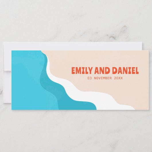 Zomer Strand Bestemming Boarding Pass Bruiloft Kaart (Achterkant)