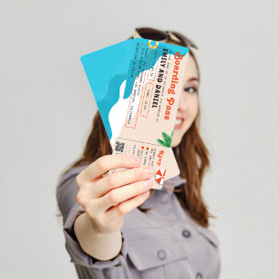 Zomer Strand Bestemming Boarding Pass Bruiloft Kaart