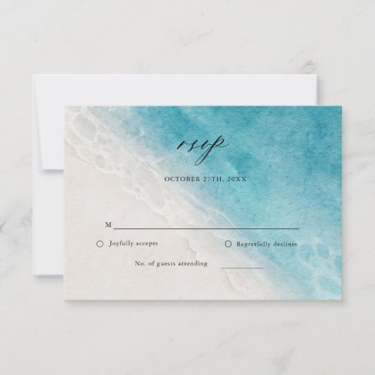 Zomer Strand Bestemming Bruiloft RSVP-kaart RSVP Kaartje (Voorkant)