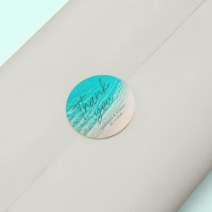 Zomer strand bestemming Dank u bruiloft gunst Ronde Sticker