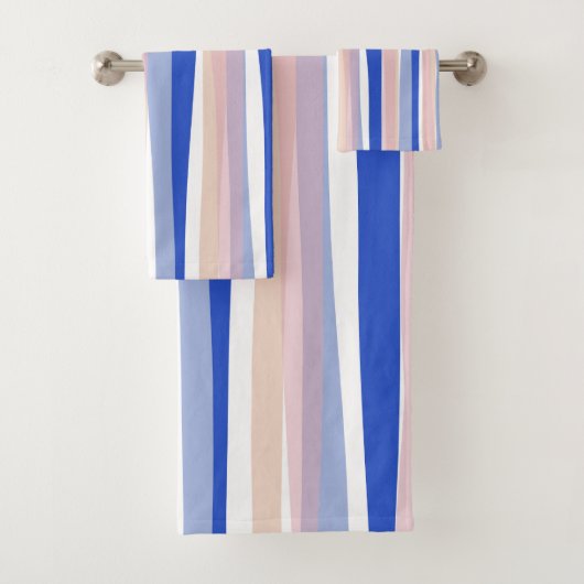 Zomer strand blauw roze beige strepen bad handdoek (Insitu)