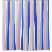 Zomer strand blauw roze beige strepen douchegordijn (Voorkant)