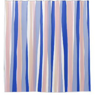 Zomer strand blauw roze beige strepen douchegordijn