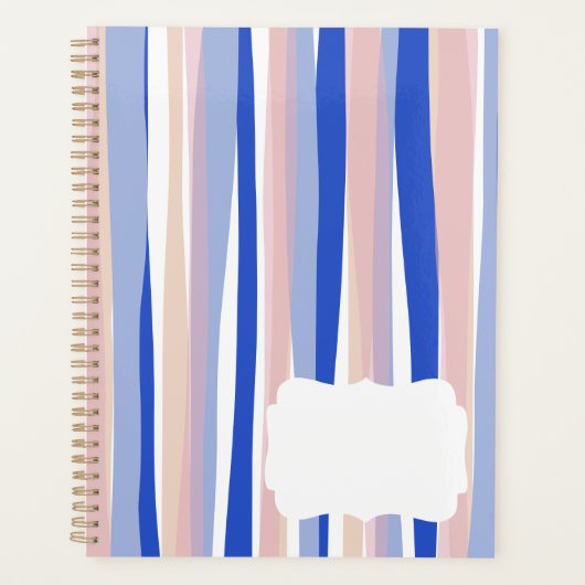 Zomer strand blauw roze beige strepen planner (Voorkant)