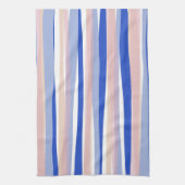 Zomer strand blauw roze beige strepen theedoek (Verticaal)