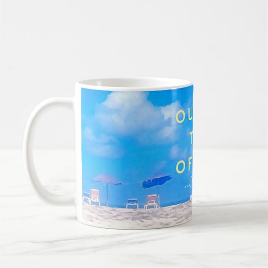 Zomer Strand Blauw Wit Happy Pensioen Gift Koffiemok (Links)