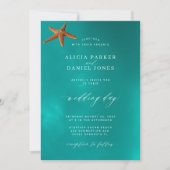 Zomer strand blauwe oceaan bestemming bruiloft kaart (Voorkant)