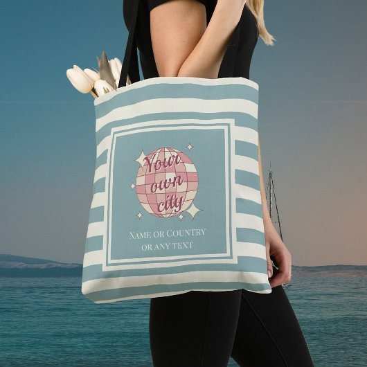 Zomer strand boodschappentas vakantie stad naam tote bag