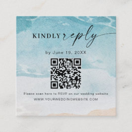 Zomer Strand Bruiloft QR Code RSVP Behuizing Kaart