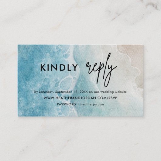 Zomer Strand Bruiloft Reageren RSVP Behuizing Kaar Informatiekaartje (Voorkant)