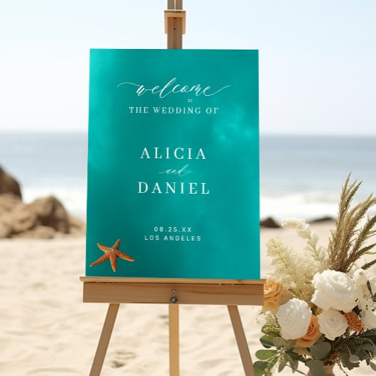 Zomer strand bruiloft welkom bord poster